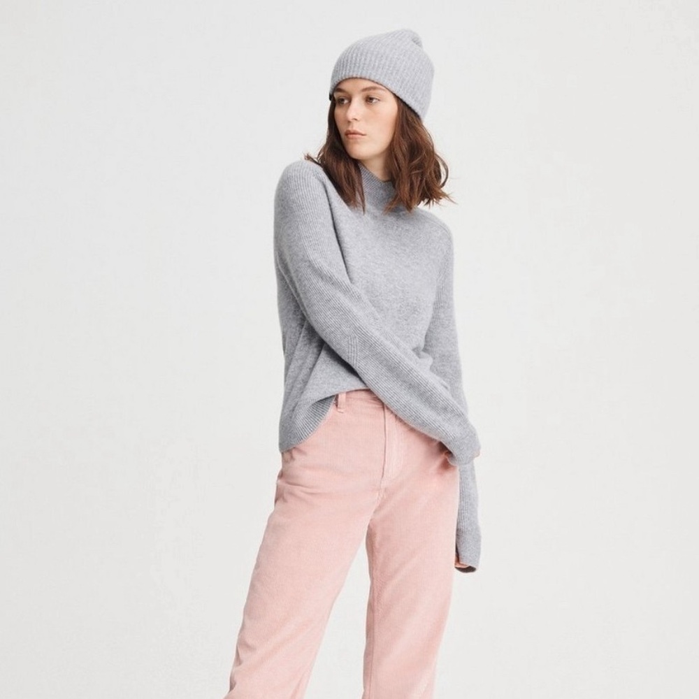 Ace Cashmere Oversized Mockneck Sweater Gray Old Money Preppy Academia